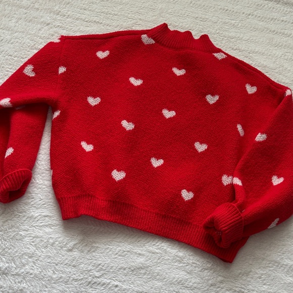 Cozy Red and White Heart Women's Sweater - Picture 6 of 6